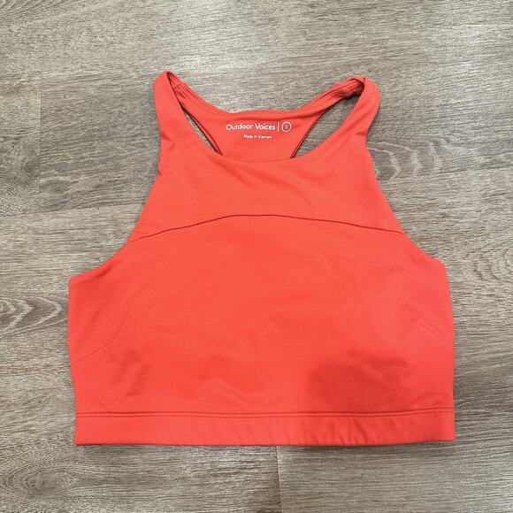 Outdoor Voices Womens Size Small Sports Bra High Neck Tech Sweat‎ Red Racerback - Picture 1 of 5